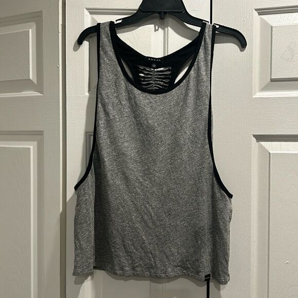 Koral Gray & Black Work Out Tank, Size Large - Picture 1 of 10